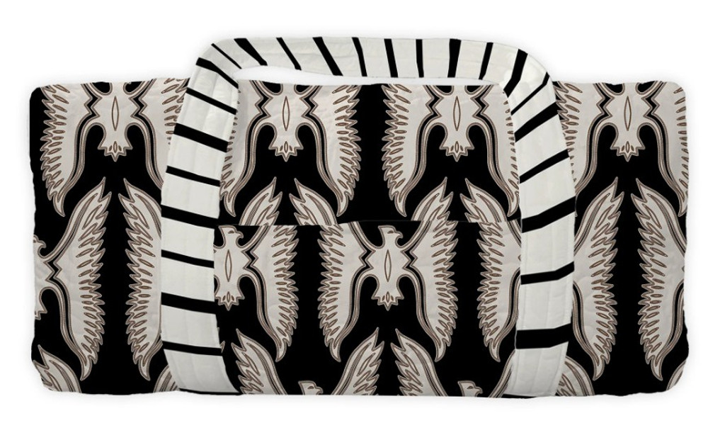 Handmade Large Chase Black and White Eagle Quilted Weekender Duffle Bag | IMHChaseBlackandwhiteWeekender