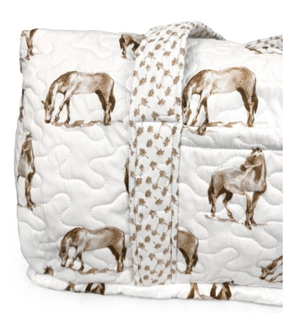 Handmade Large Brown Horse Quilted Weekender Duffle Bag| IMHLargeBrownHorseQuiltedWeekender