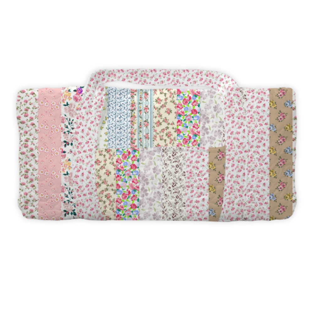 Handmade Large Paige Patchwork Floral Stripe Quilted Weekender Duffle Bag IMHQDB211
