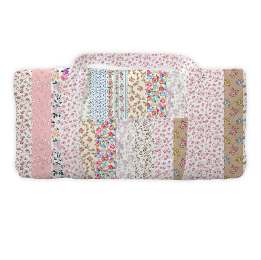 Handmade Large Paige Patchwork Floral Stripe Quilted Weekender Duffle Bag IMHQDB211