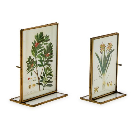Set of 2 Double Sided Metal Photo Frames with decorative flowers