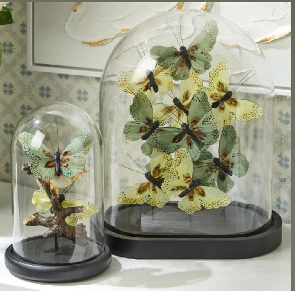Flora and Fauna Butterflies in Oval Dome Sculpture | TCFNG006-GRN