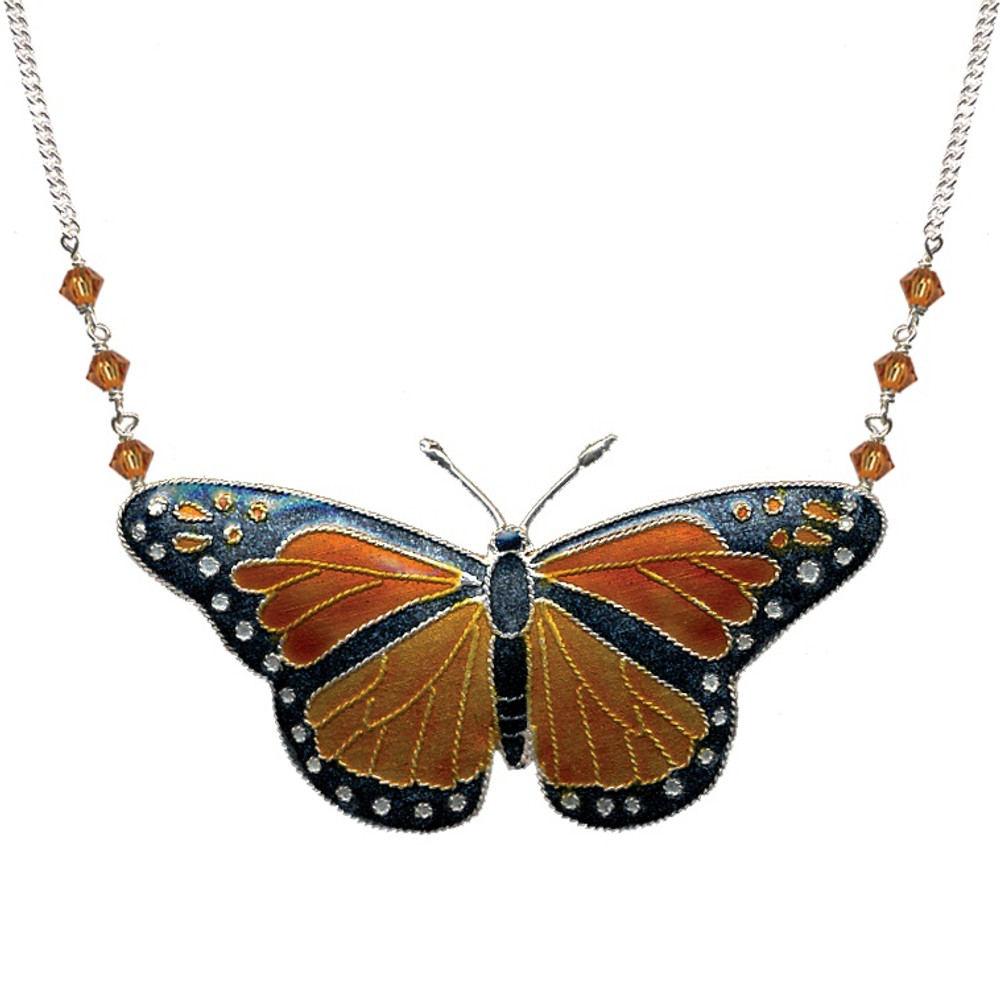 Monarch Butterfly Cloisonne Large Necklace | Bamboo Jewelry | bj0003ln