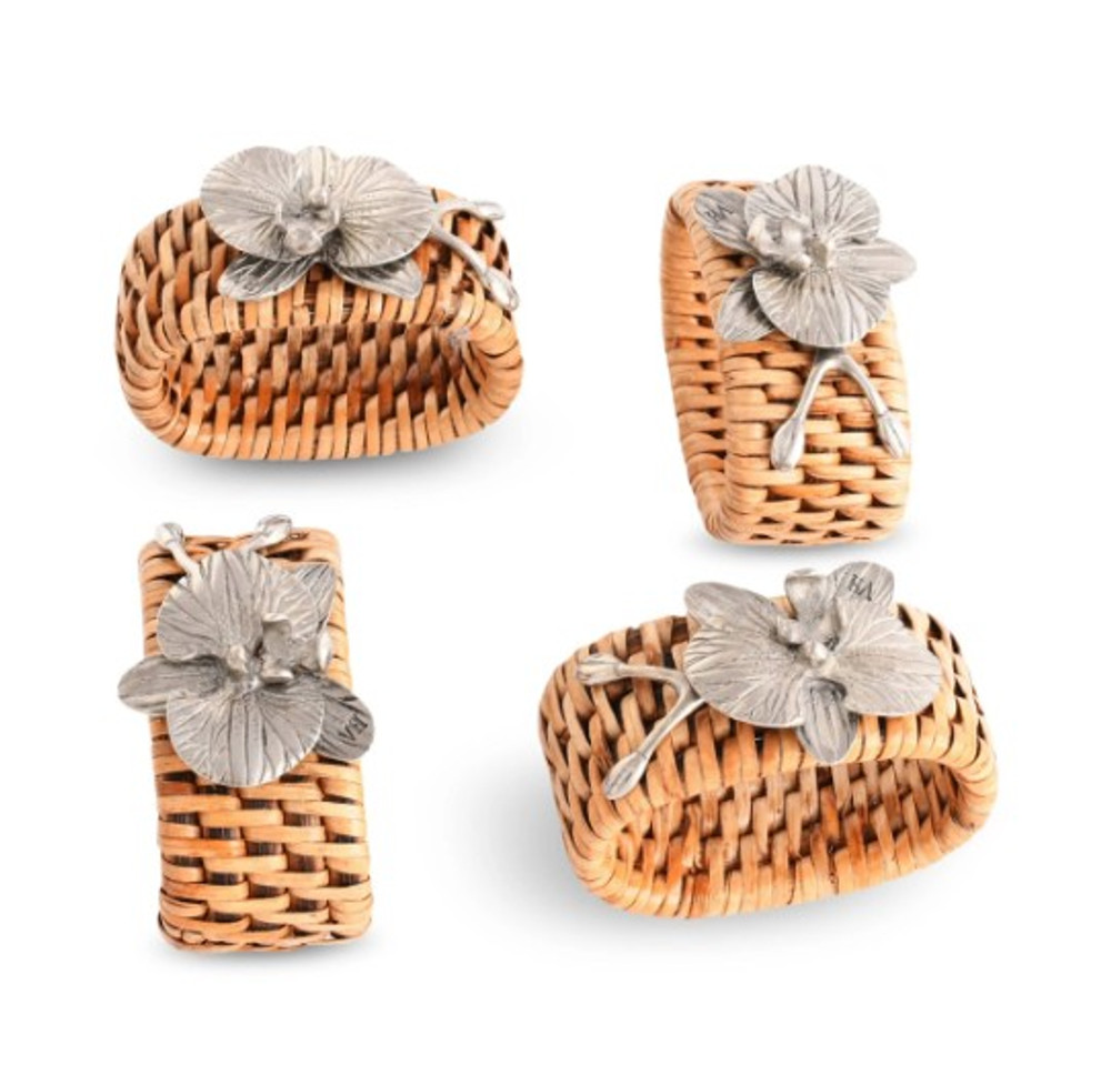 Orchid Hand Woven Wicker Rattan Napkin Ring - Set of Four | VHCJ715OR