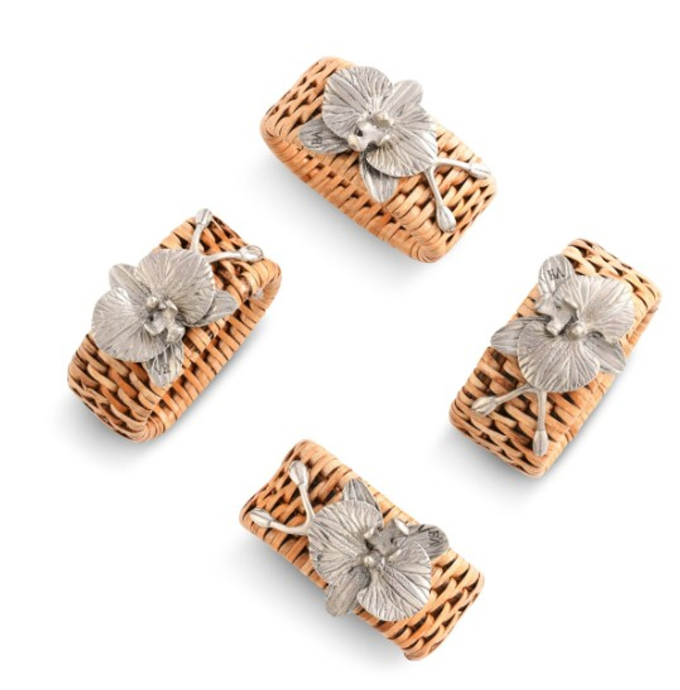 Orchid Hand Woven Wicker Rattan Napkin Ring - Set of Four | VHCJ715OR