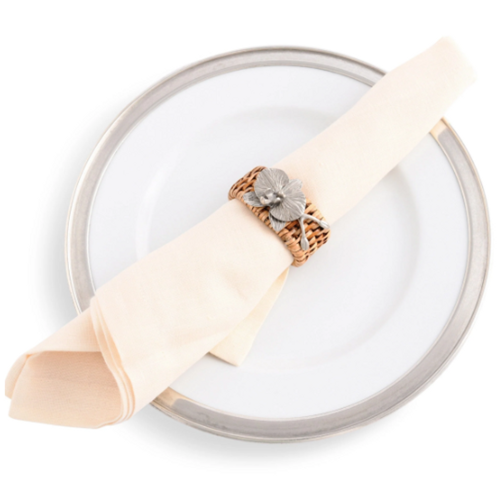 Orchid Hand Woven Wicker Rattan Napkin Ring - Set of Four | VHCJ715OR