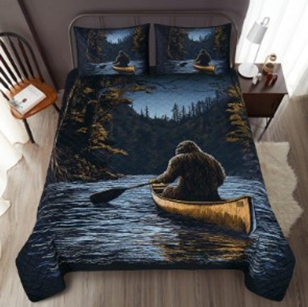 Sasquatch in a Canoe Faux Mink Bedding Set | DUKDQMP24097