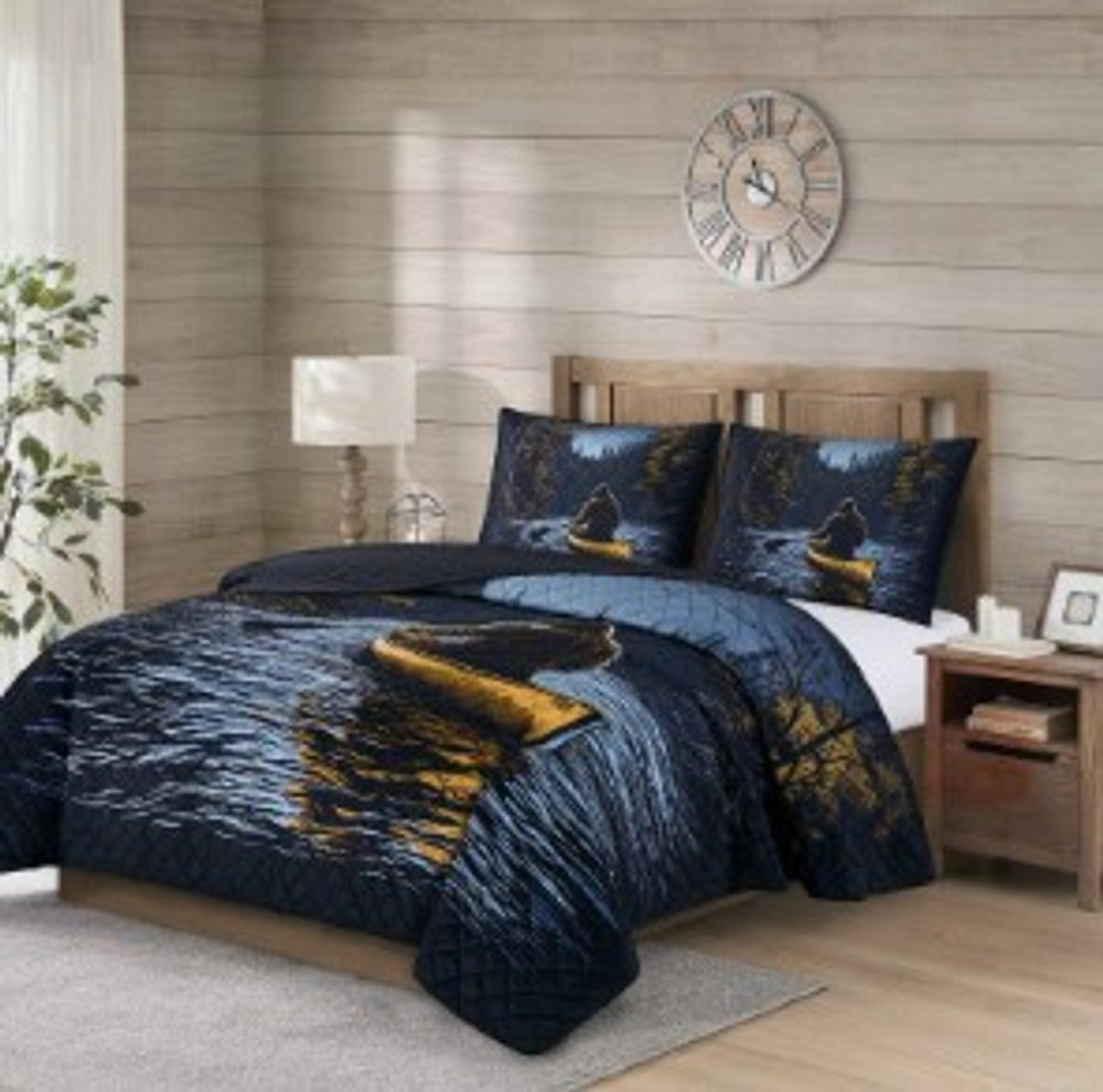 Sasquatch in a Canoe Faux Mink Bedding Set | DUKDQMP24097
