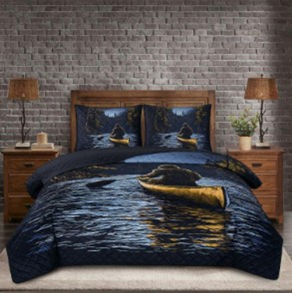 Sasquatch in a Canoe Faux Mink Bedding Set | DUKDQMP24097