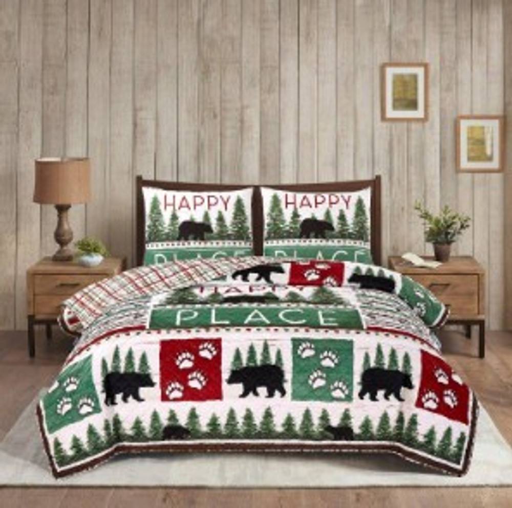 This Is My Happy Place Bear Faux Mink Bedding Set | DUKDQMP24100