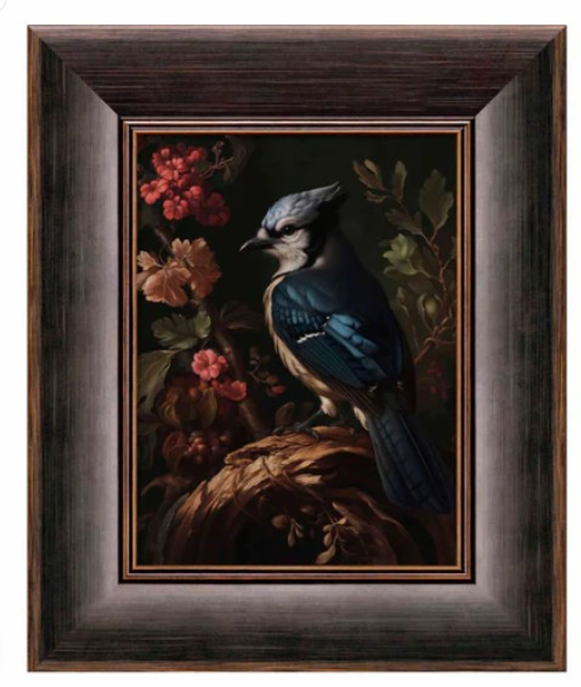 Limited Edition Blue Jay Among Flora Canvas "Elegance In Bloom" | WWD172828