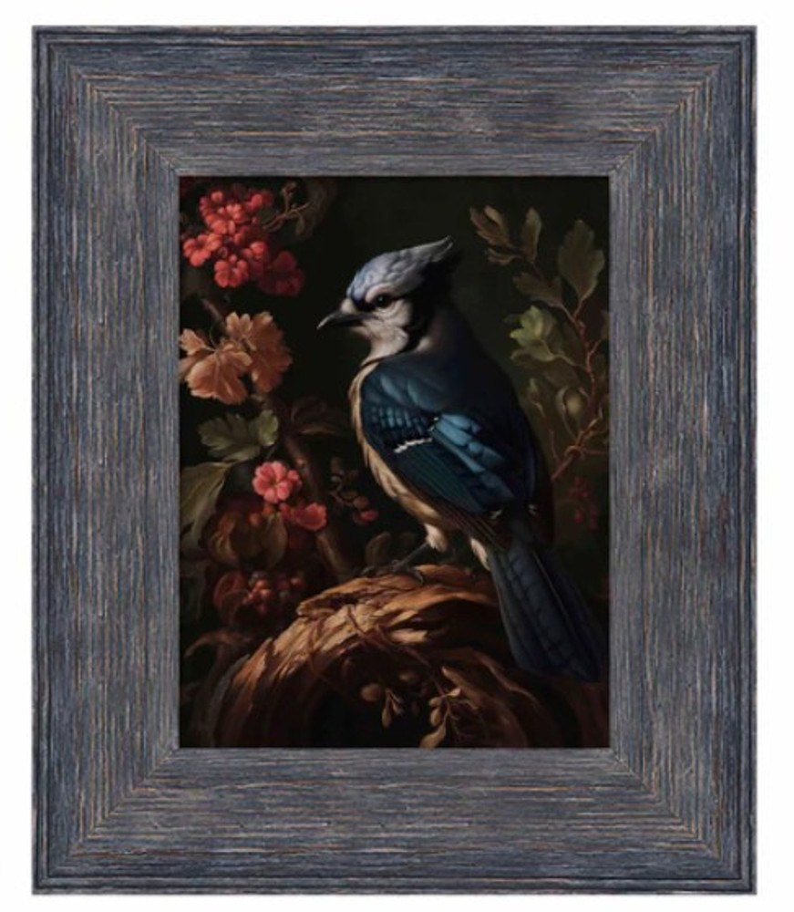 Limited Edition Blue Jay Among Flora Canvas "Elegance In Bloom" | WWD172828