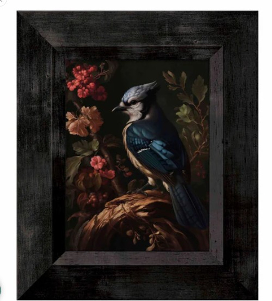 Limited Edition Blue Jay Among Flora Canvas "Elegance In Bloom" | WWD172828
