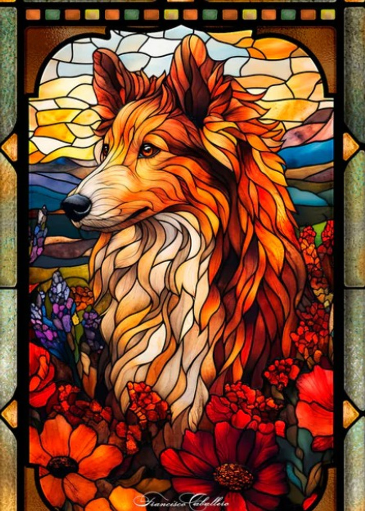 Rough Collie Stained Glass Art | WWD193333