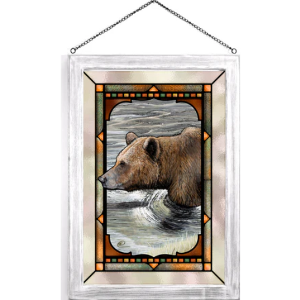  Bear Stained Glass Art "Grizzly Fishin" | WWD196914