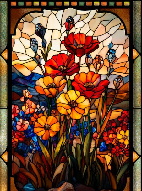Flower Stained Glass Art 