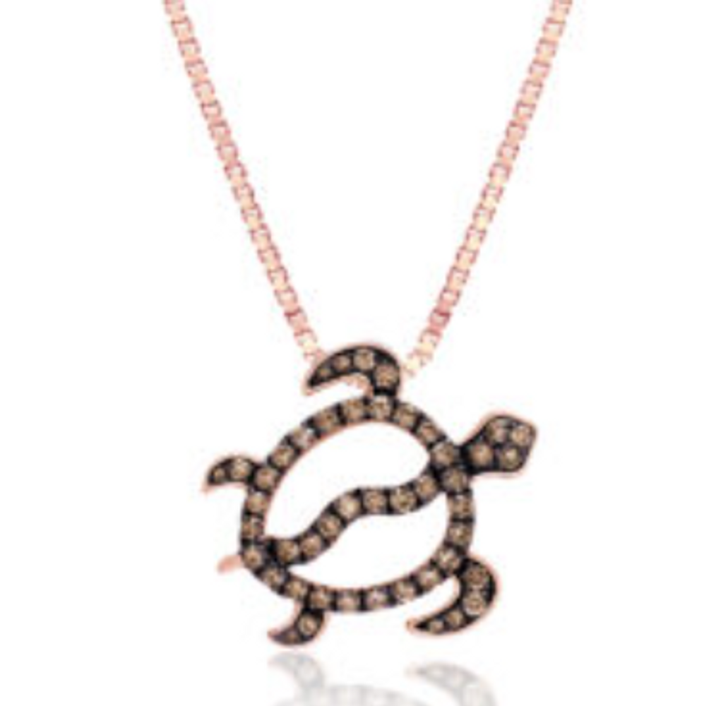 Koa Diamond Petro Turtle Pendant Necklace | HTSSTP-36055/K