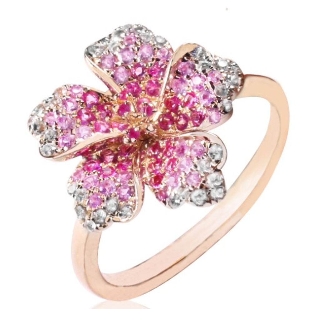 Rose Gold Hibiscus Sapphire Ring | HTSFHR-35709