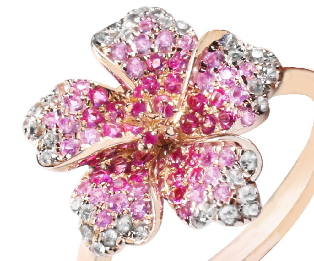 Rose Gold Hibiscus Sapphire Ring | HTSFHR-35709