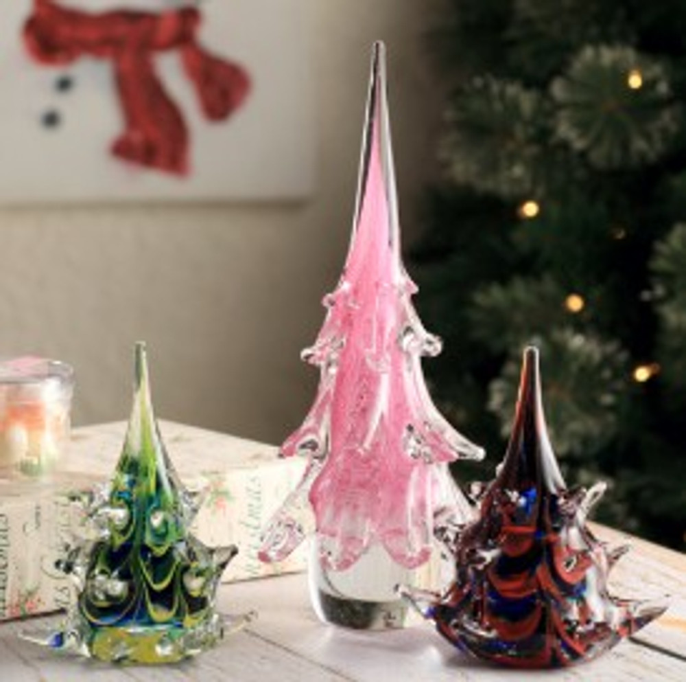 Red Art Glass Christmas Tree