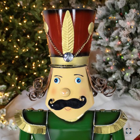 59" Tall Iron Christmas Green Nutcracker Holding Drum | ZLIZR131166