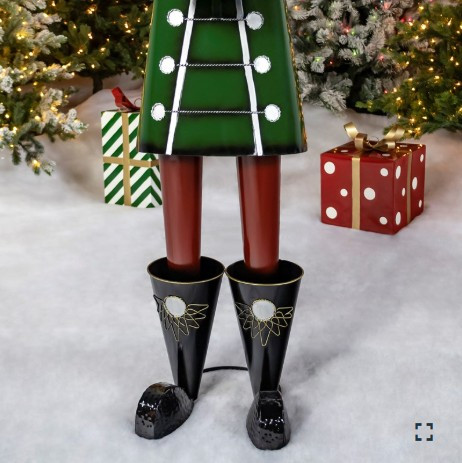 59" Tall Iron Christmas Green Nutcracker Holding Drum | ZLIZR131166
