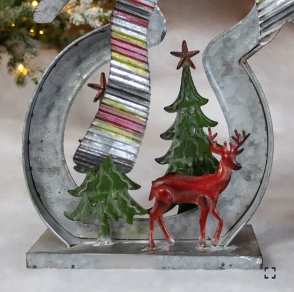 Set of 2 Galvanized Cookie Cutter Snowmen with Christmas Trees & Reindeer  | ZLZR190301-SET