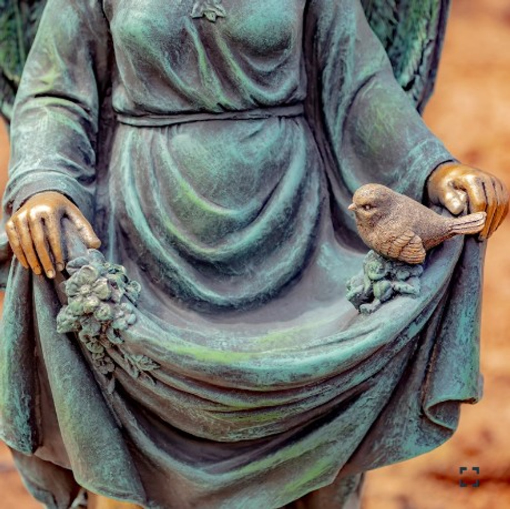 Angel Statue and Birdbath in Antique Bronze "Muriel" (ZLIZR253037)