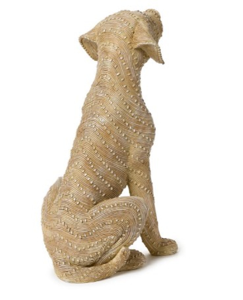 Basketweave Sitting Dog Sculpture
