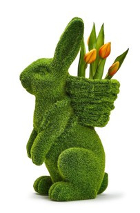Faux Moss Bunny With Basket Backpack Cachepot 