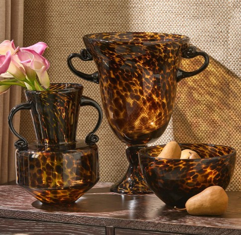 Hand Blown Tortoise Etruscan Style Vase with Handles | TCPEH024-S2