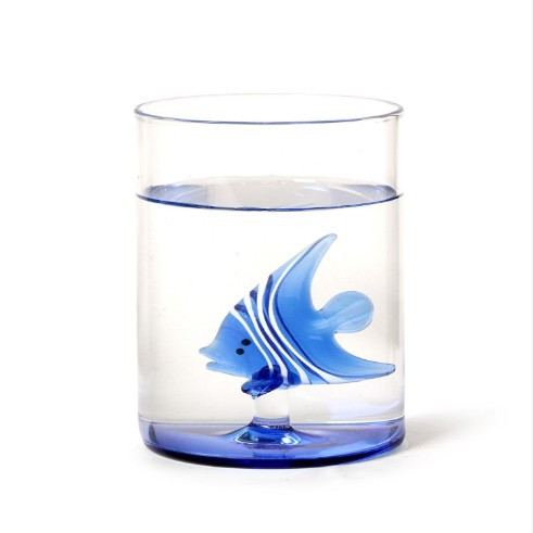 Blue Angel Fish Icon in Double Old Fashion Glass | TC55460