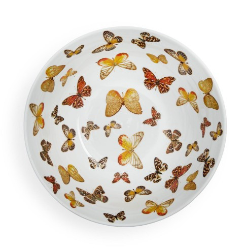 Hand Painted Butterfly Garden Centerpiece Bowl