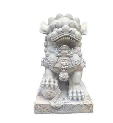 Set of 2 Magnesium Foo Dog Statues in Antique Grey | ZLIZR617270-GYS
