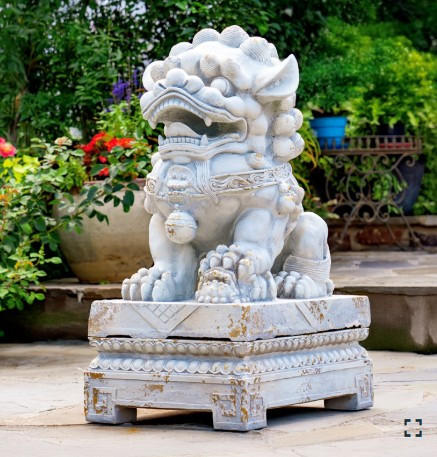 Set of 2 Magnesium Foo Dog Statues in Antique Grey | ZLIZR617270-GYS