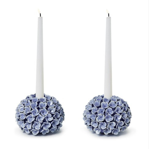 Hand-Crafted Porcelain Hydrangea Flower Bud Vases / Taper Candle Holder | TC55060