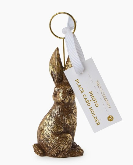 Golden Bunny Place Card / Photo Holder Set of 2