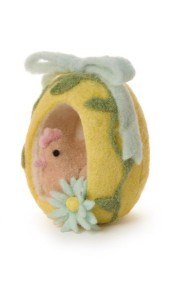 Hand-Crafted Felt Sugar Egg Décor with Hen and Bow | TC82765
