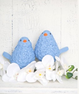 Hydrangea Floral Birds Set of 2