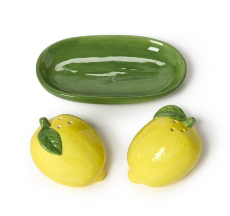 Lemon Grove Salt and Pepper Shaker Set on Tray in Gift Box
