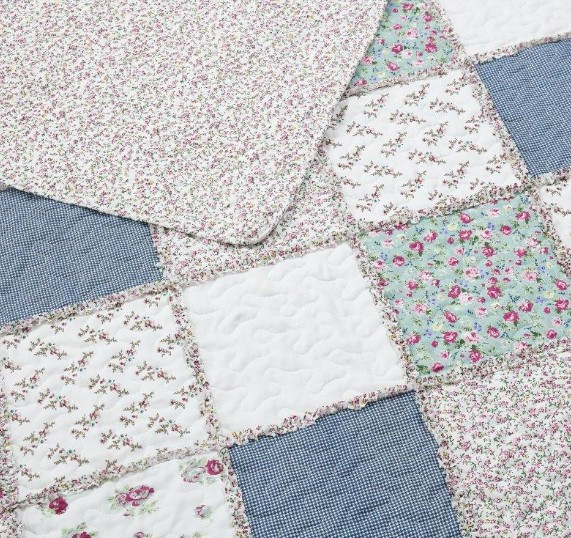 Blue with Roses Patchwork Quilt Set | DUKDQ24185