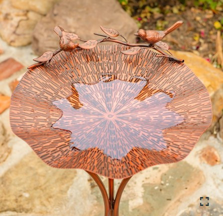 28.75" Tall Lilypad-Shaped Birdbath & Tri-Stand in Antique Bronze | ZLIZR180619-BZ