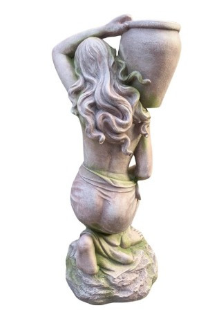 41" Tall Lady Kneeling with Urn on Shoulder in Moss-Grey | ZLIZR267141-MG