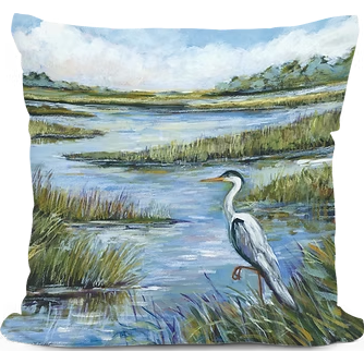 Marshland Heron Outdoor Pillow | MCSW2608