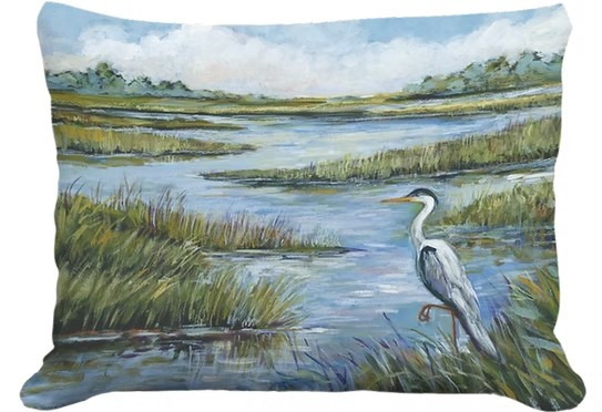 Marshland Heron Outdoor Pillow | MCSW2608