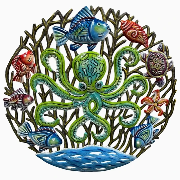 Painted Living Reef Recycled Steel Drum Wall Art | LP4314