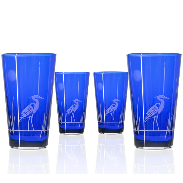 Set of 4 Heron 17oz Cobalt Blue Pint Glass | ROLBluePintHeronsetof4