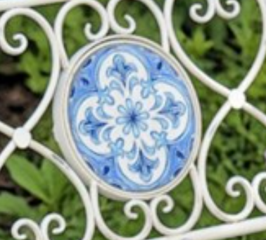 43" Long Montpellier Mosaic Metal Rectangular Garden Bench | ZLIZR250061-AW