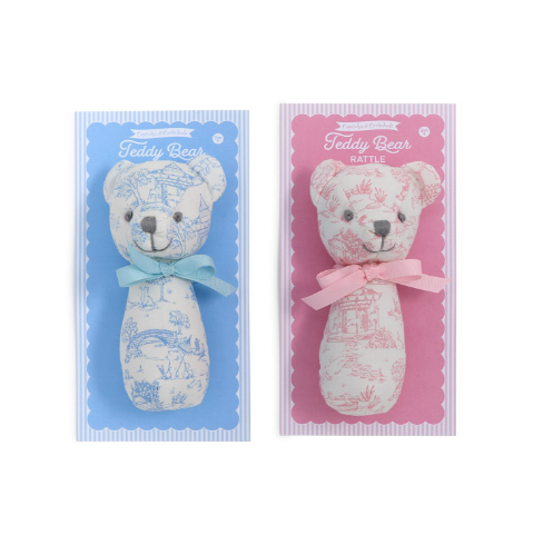 Animal Toile Pattern Teddy Bear Rattle on Gift Card | TC45023