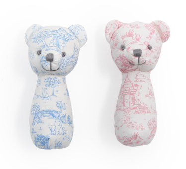 Animal Toile Pattern Teddy Bear Rattle on Gift Card | TC45023